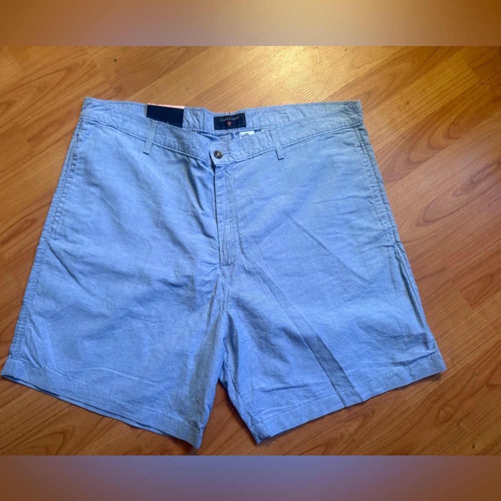 NWT Saddlebred Shorts Flat Front Light Blue Men's 40W Chino 7" Inseam
